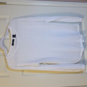 Verve Ami women's white long sleeve lightweight crocheted sweater size XL